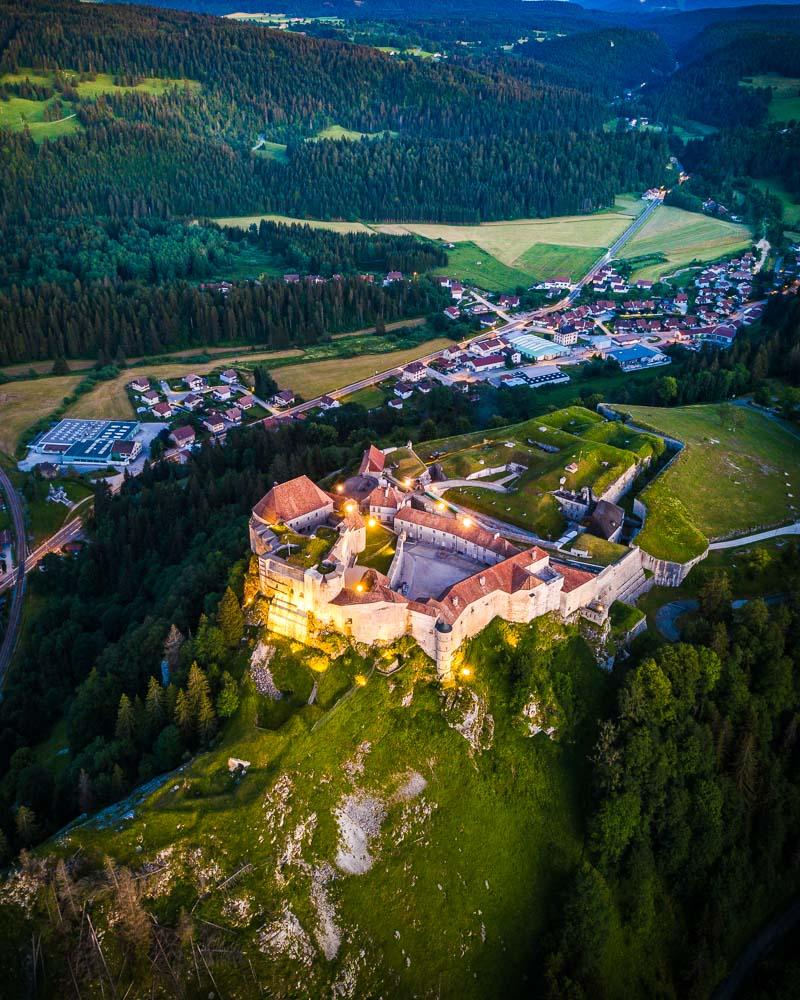 chateau de joux from the sky