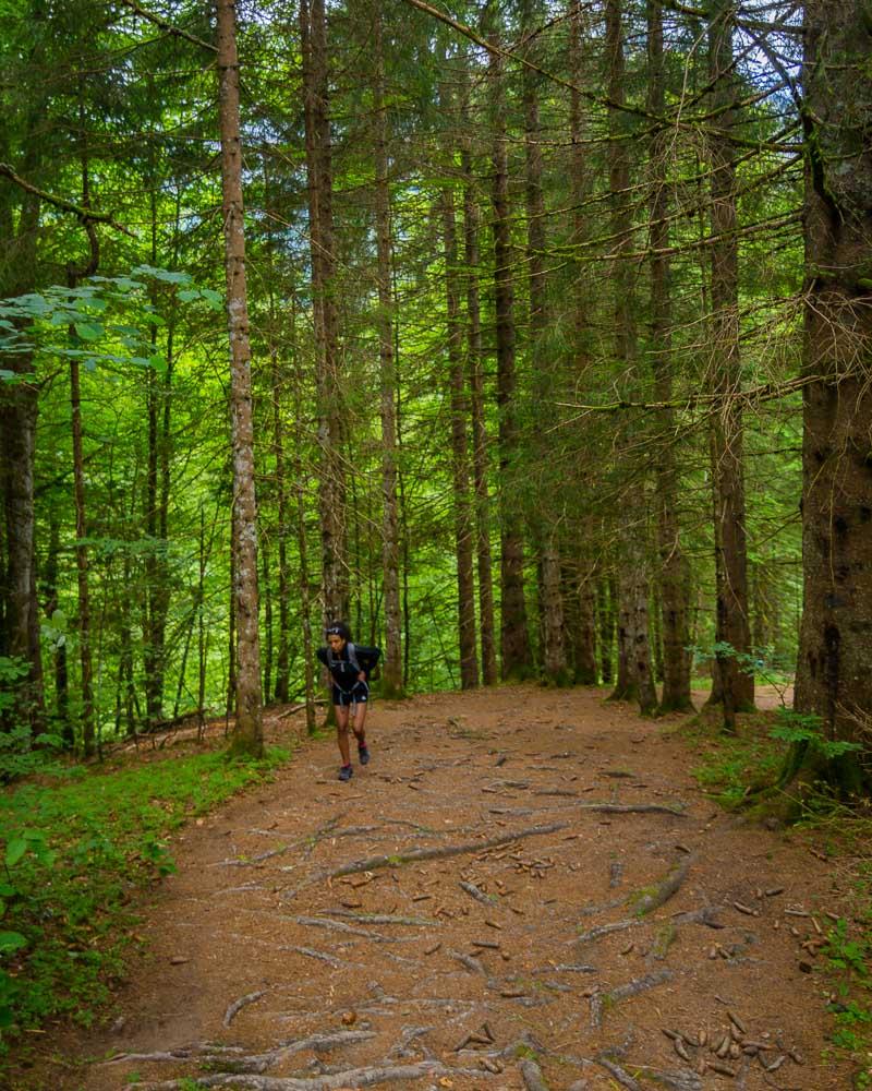 nesrine climbing in the forest