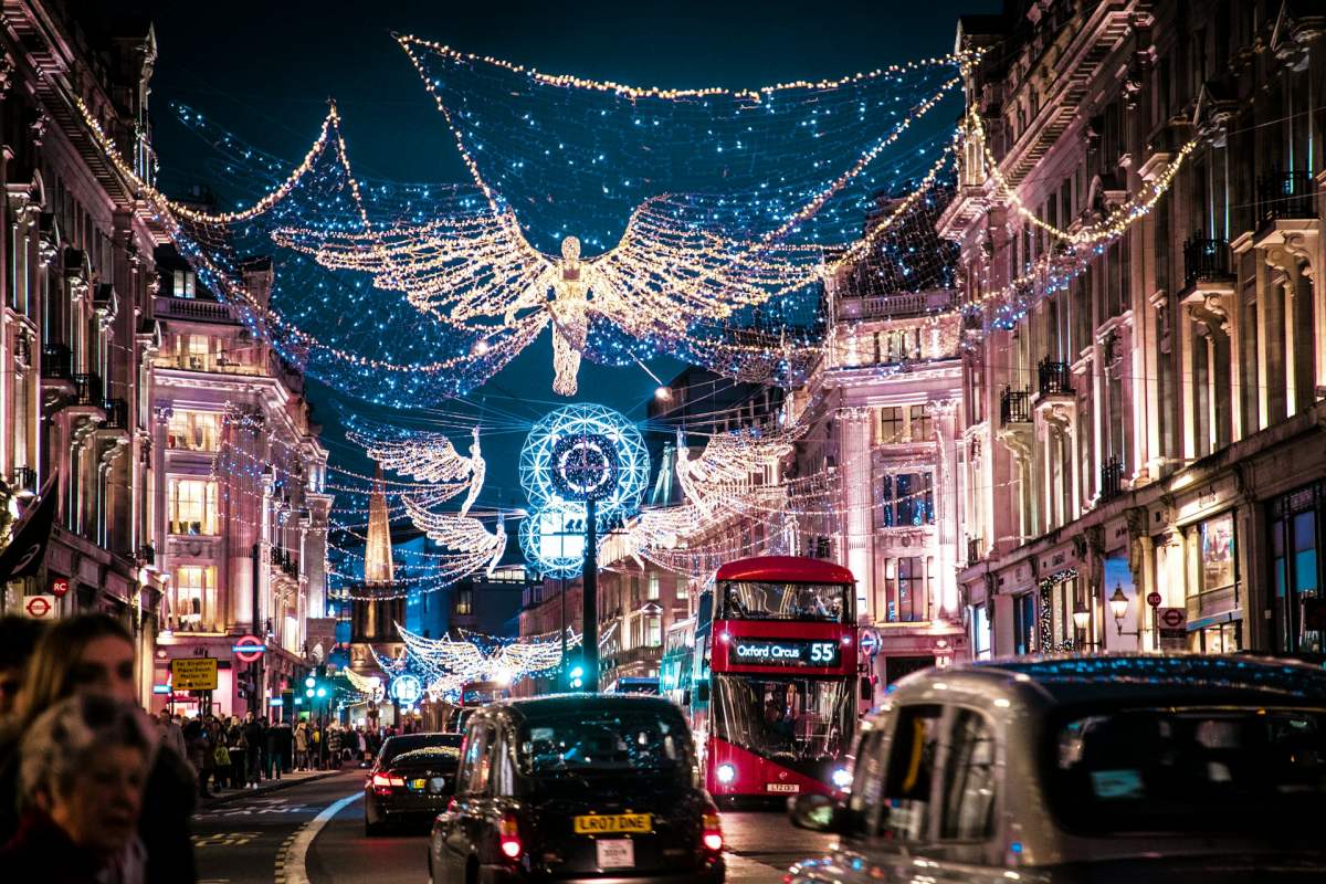 london regent street during christmas