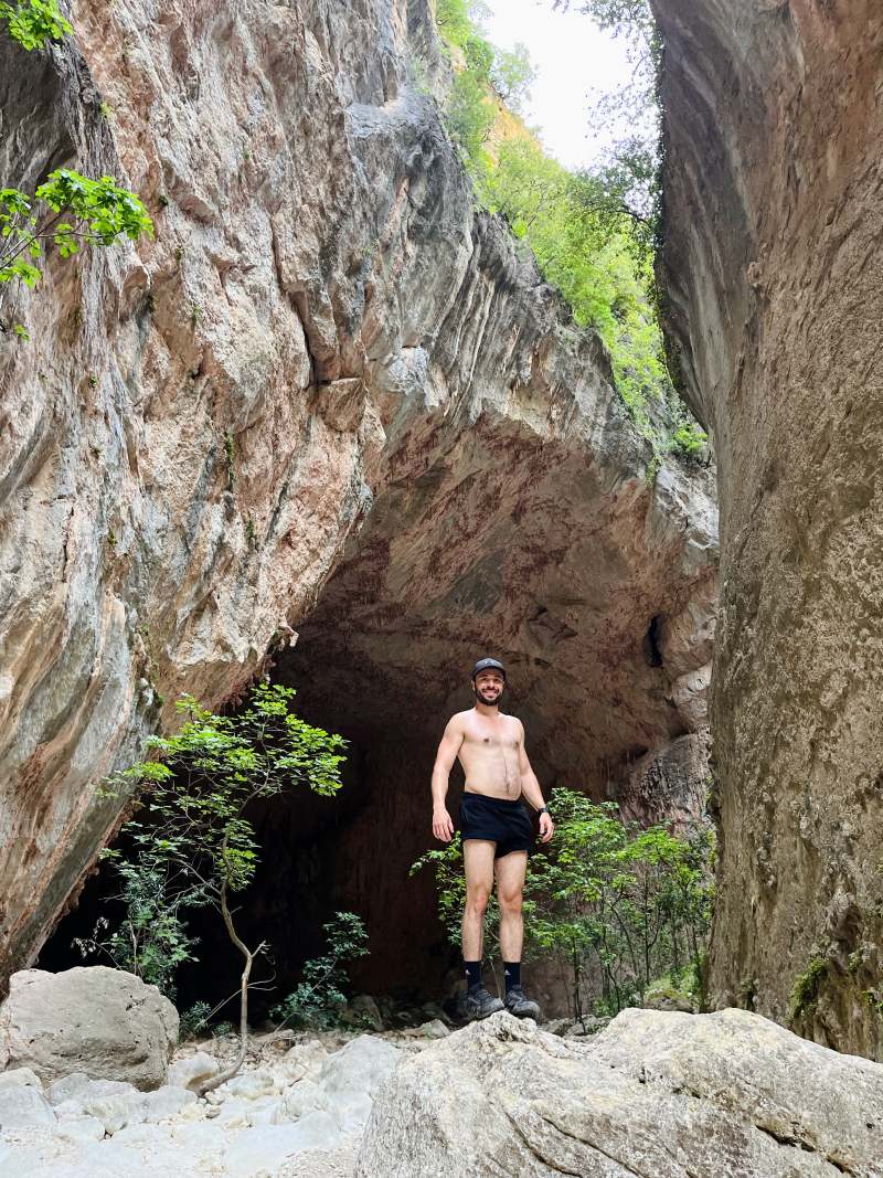 kev posing in front of la cueva de la ermita