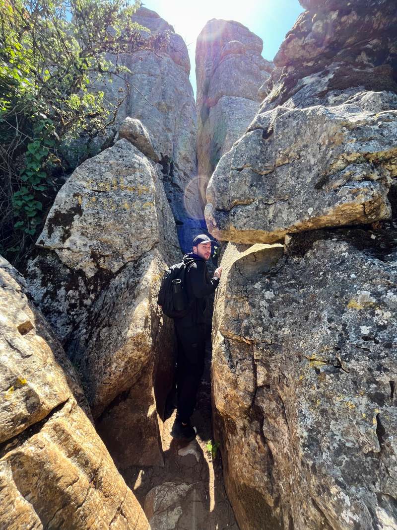 kevin entering the rocks corridor