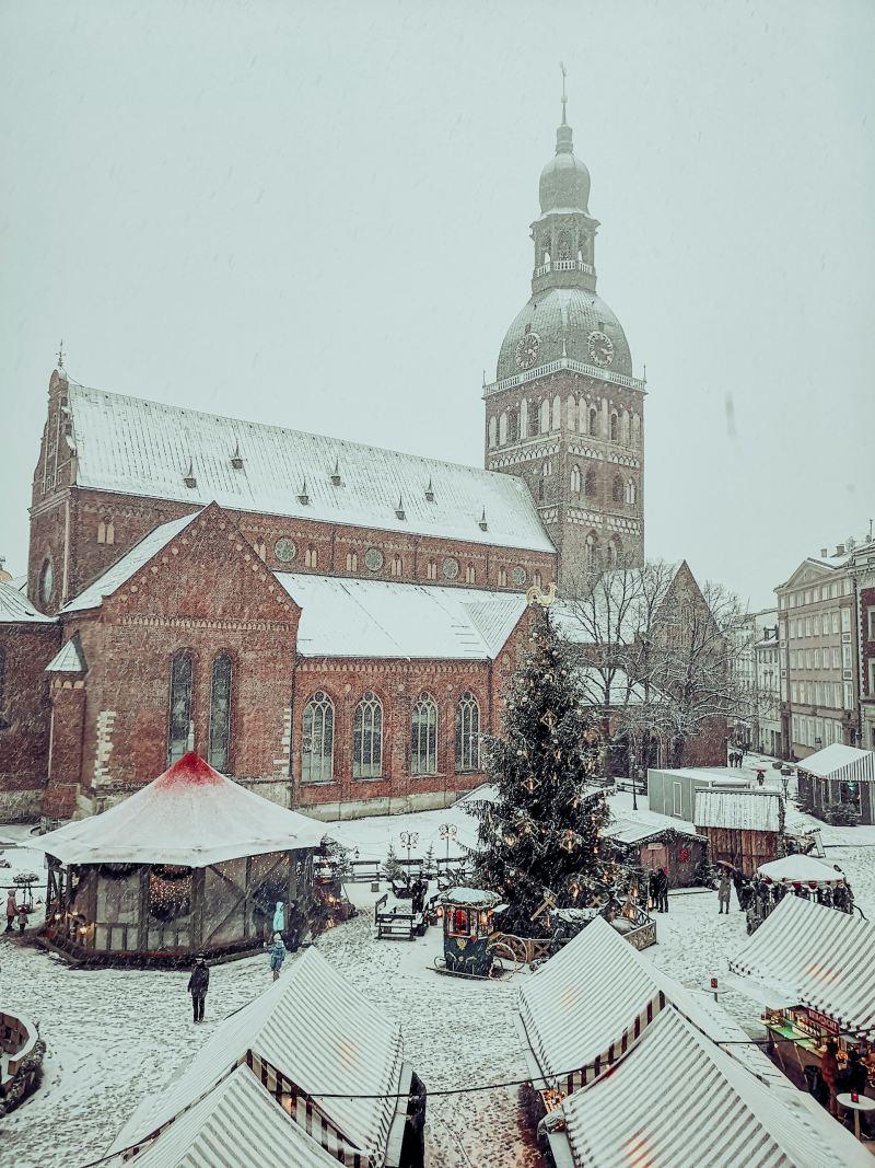 latvia riga christmas market on daylight