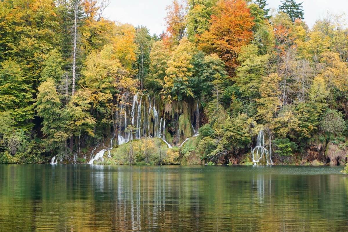 plitvice in croatia during the fall season