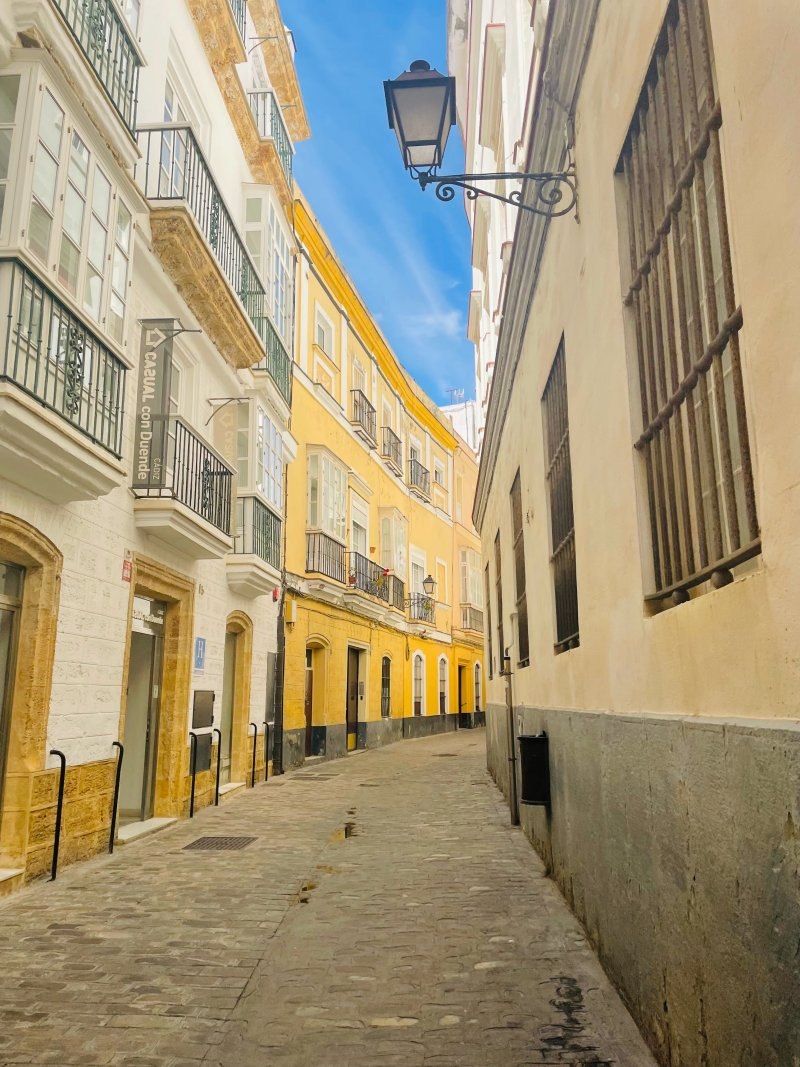 pretty narrow street in cadiz old town