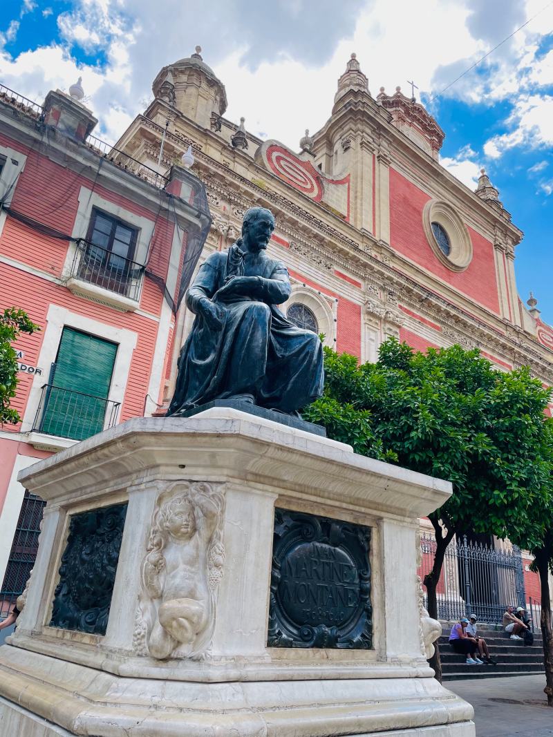 statue on the plaza del salvador